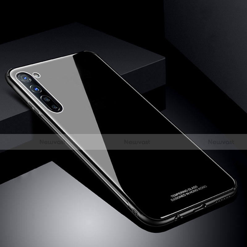 Silicone Frame Mirror Case Cover T01 for Oppo A91 Black
