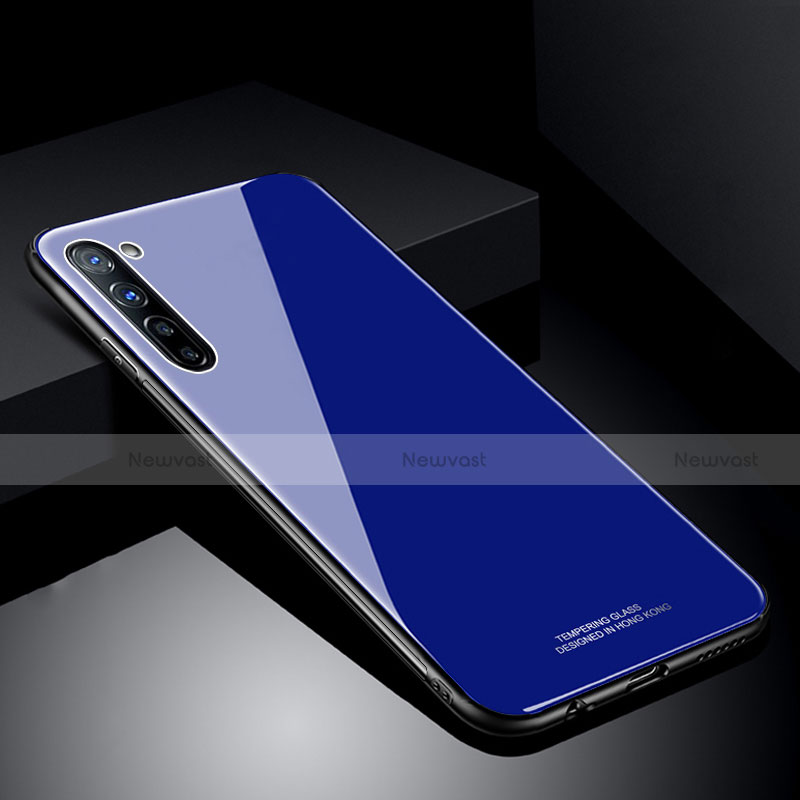 Silicone Frame Mirror Case Cover T01 for Oppo A91 Blue