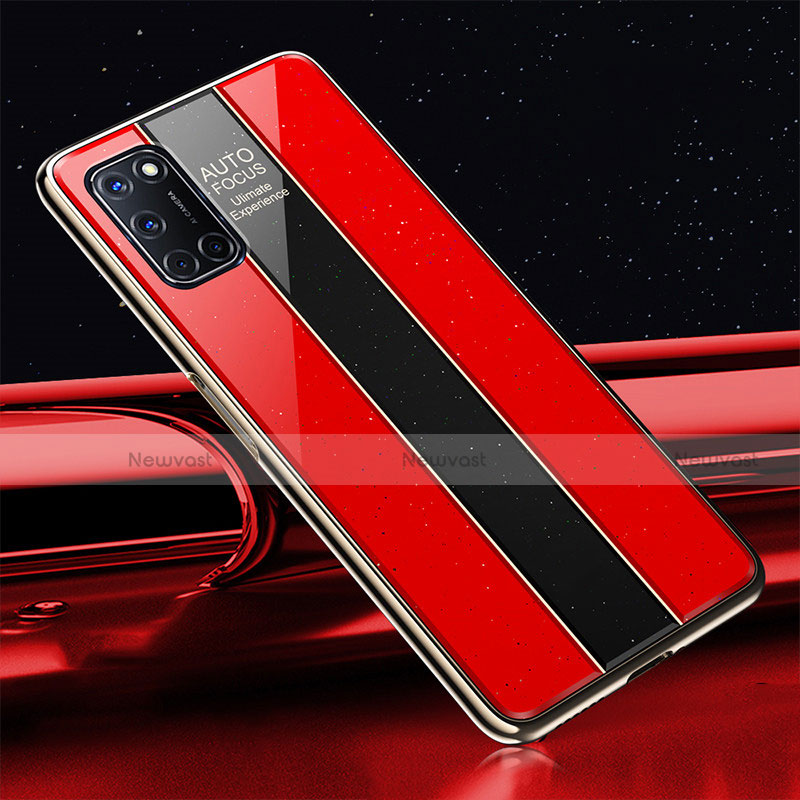 Silicone Frame Mirror Case Cover T01 for Oppo A92 Red