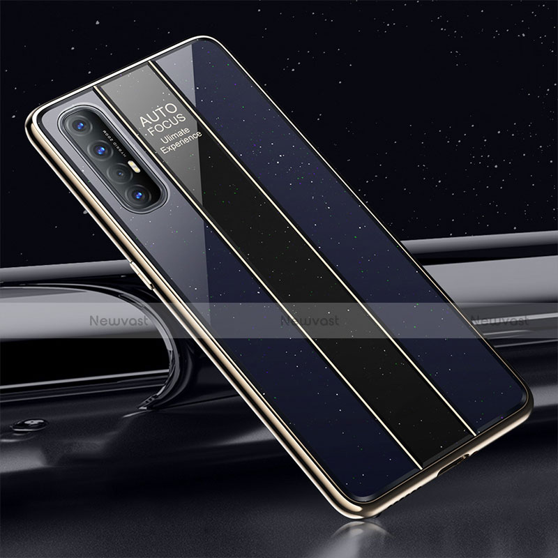 Silicone Frame Mirror Case Cover T01 for Oppo Find X2 Neo Blue