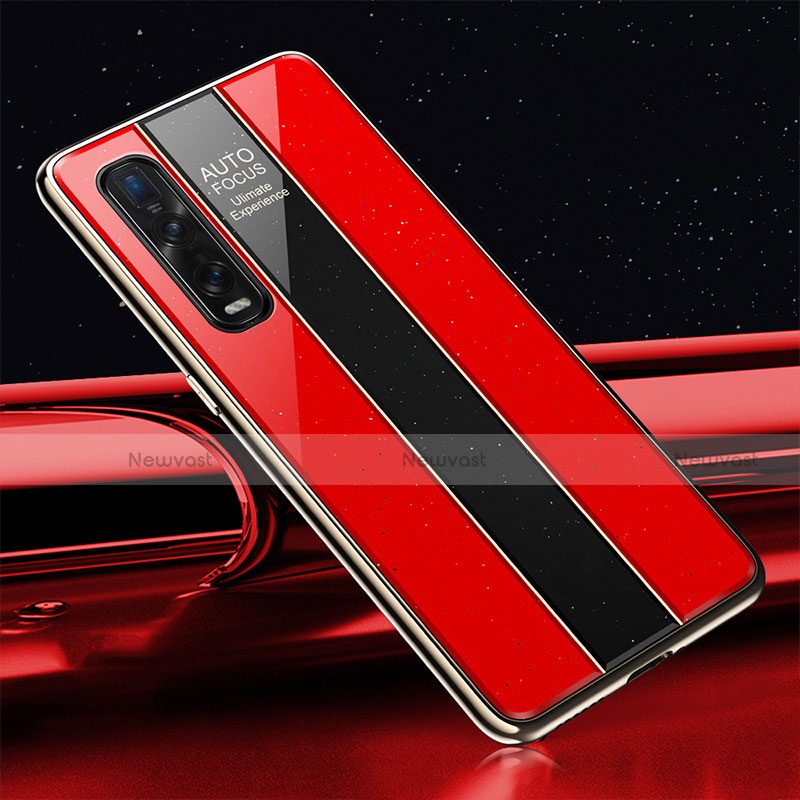 Silicone Frame Mirror Case Cover T01 for Oppo Find X2 Pro Red