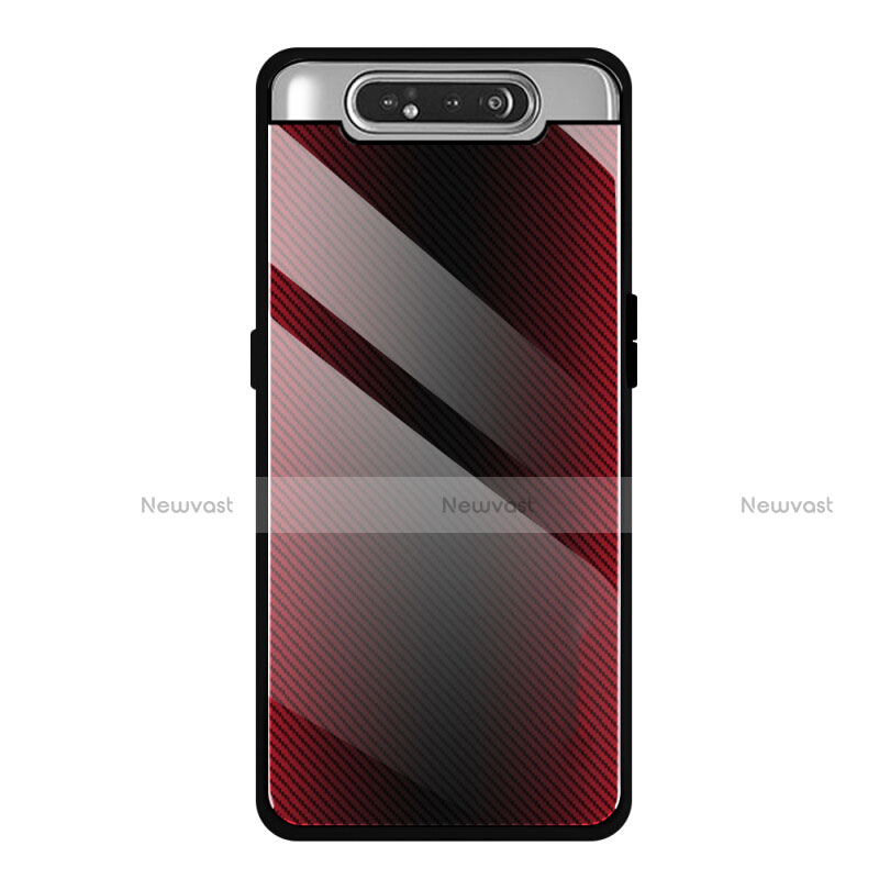 Silicone Frame Mirror Case Cover T01 for Samsung Galaxy A80 Red