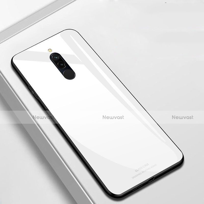 Silicone Frame Mirror Case Cover T01 for Xiaomi Redmi Note 8 White