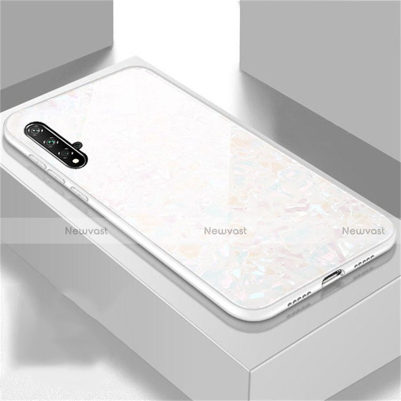 Silicone Frame Mirror Case Cover T02 for Huawei Honor 20 White
