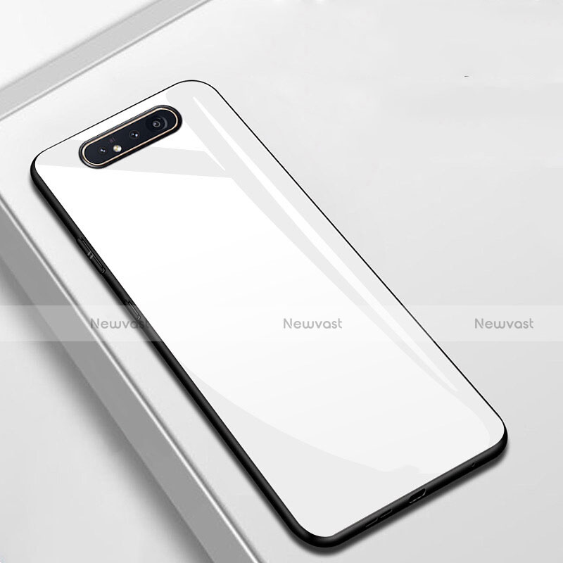 Silicone Frame Mirror Case Cover T02 for Samsung Galaxy A80 White