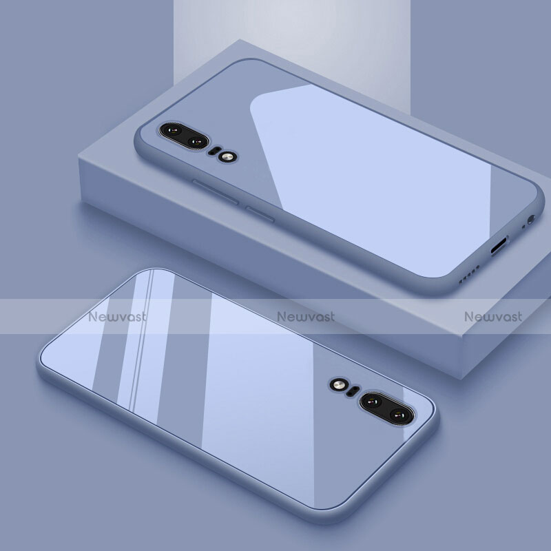 Silicone Frame Mirror Case Cover T03 for Huawei P20 Purple
