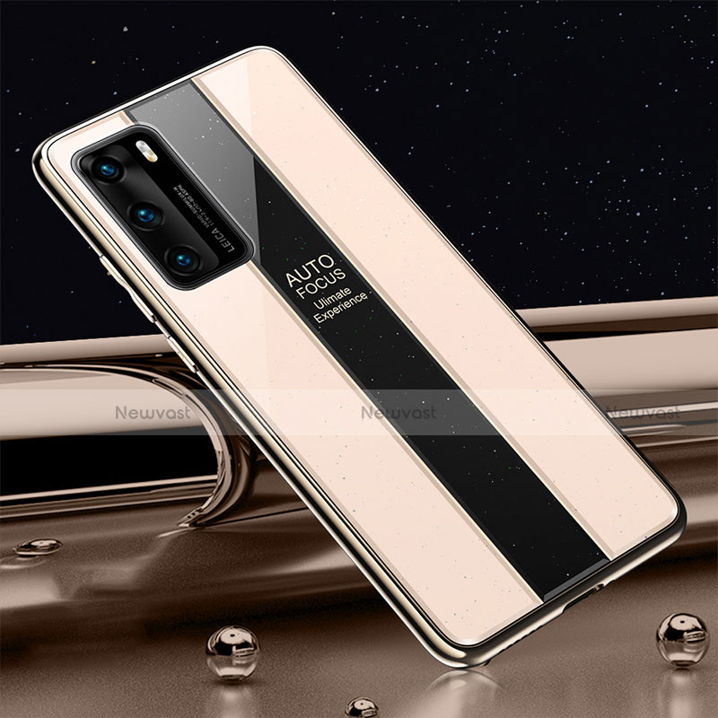 Silicone Frame Mirror Case Cover T03 for Huawei P40 Gold