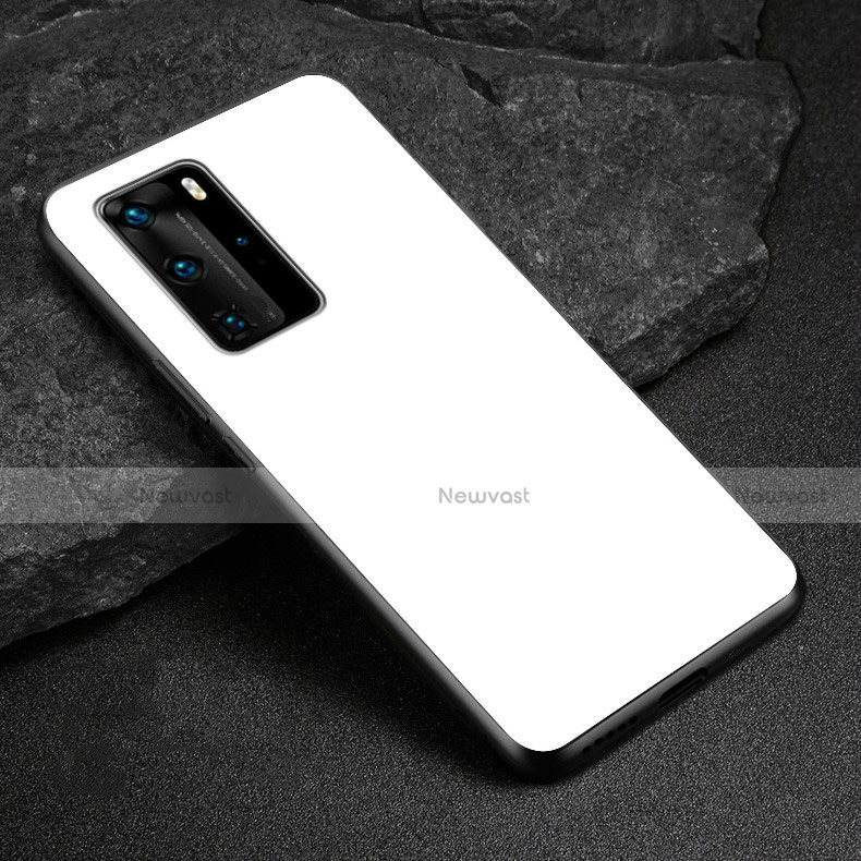 Silicone Frame Mirror Case Cover T03 for Huawei P40 Pro White