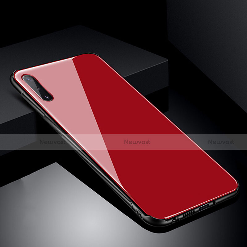 Silicone Frame Mirror Case Cover T04 for Samsung Galaxy A70 Red