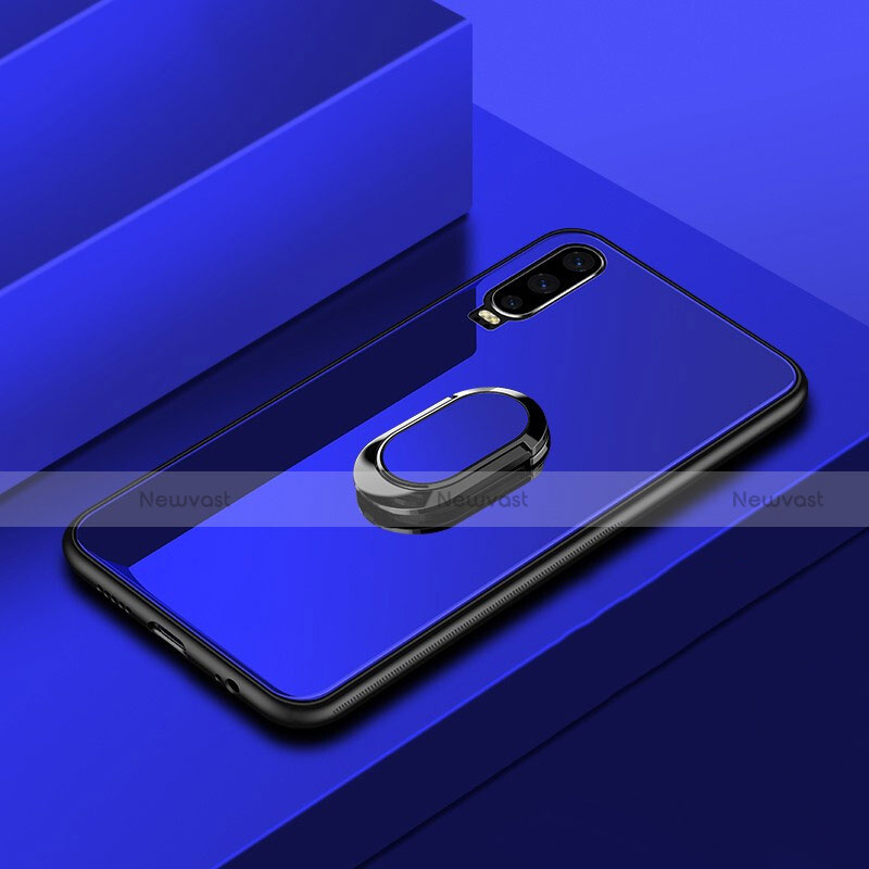 Silicone Frame Mirror Case Cover with Finger Ring Stand for Huawei P30