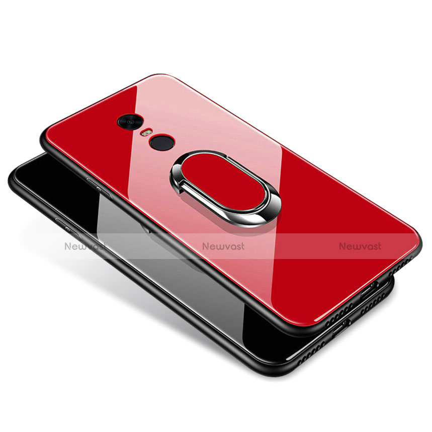 Silicone Frame Mirror Case Cover with Finger Ring Stand for Xiaomi Redmi 5 Plus
