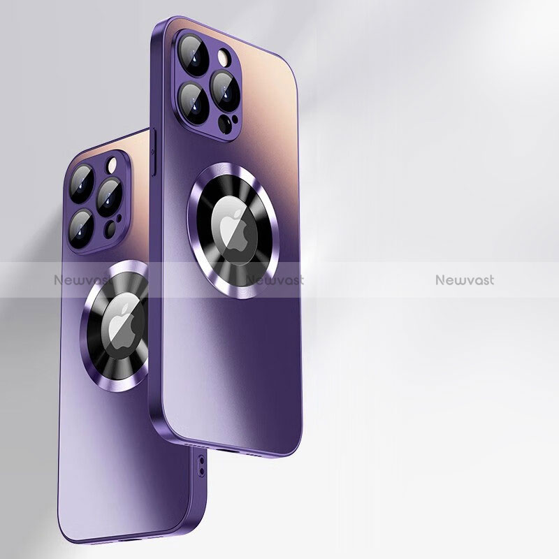 Silicone Frame Mirror Case Cover with Mag-Safe Magnetic for Apple iPhone 14 Pro Purple