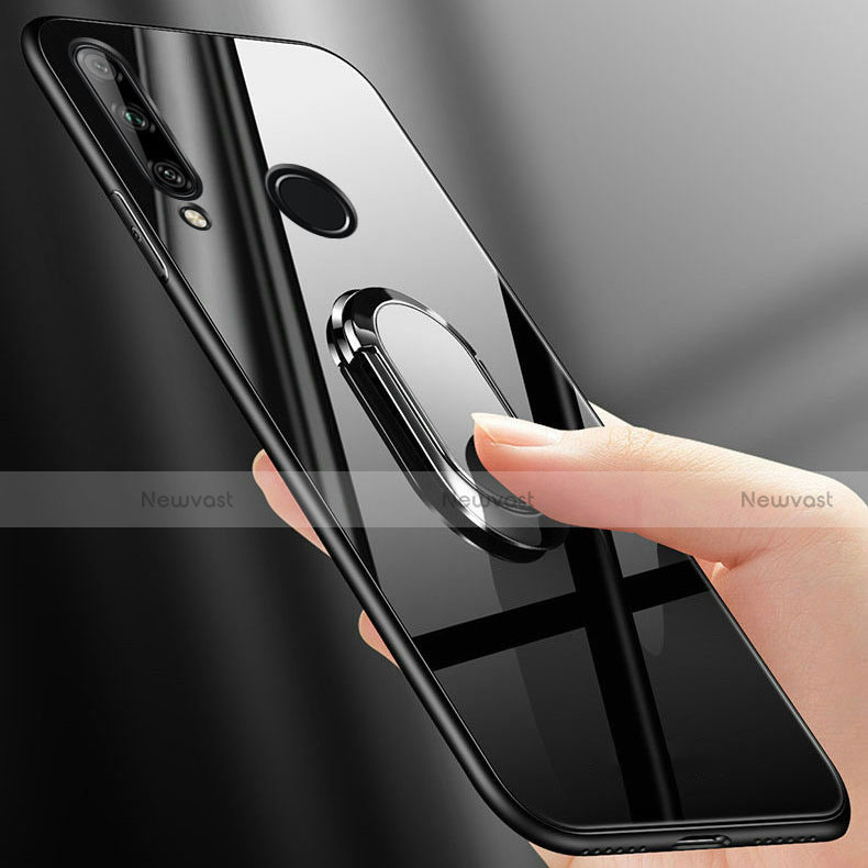 Silicone Frame Mirror Case Cover with Magnetic Finger Ring Stand for Huawei Enjoy 10 Plus