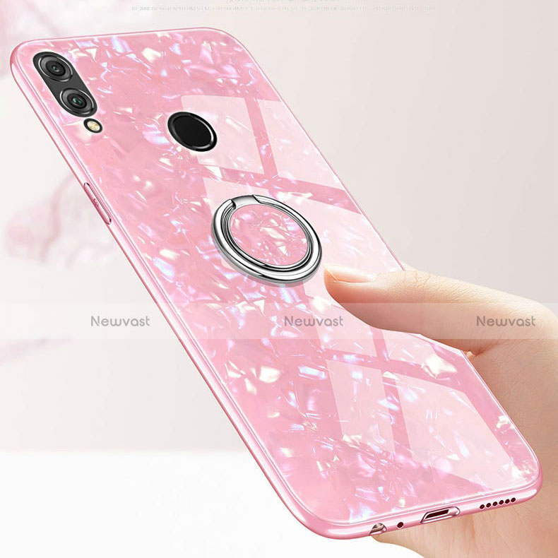 Silicone Frame Mirror Case Cover with Magnetic Finger Ring Stand for Huawei Enjoy 9 Plus