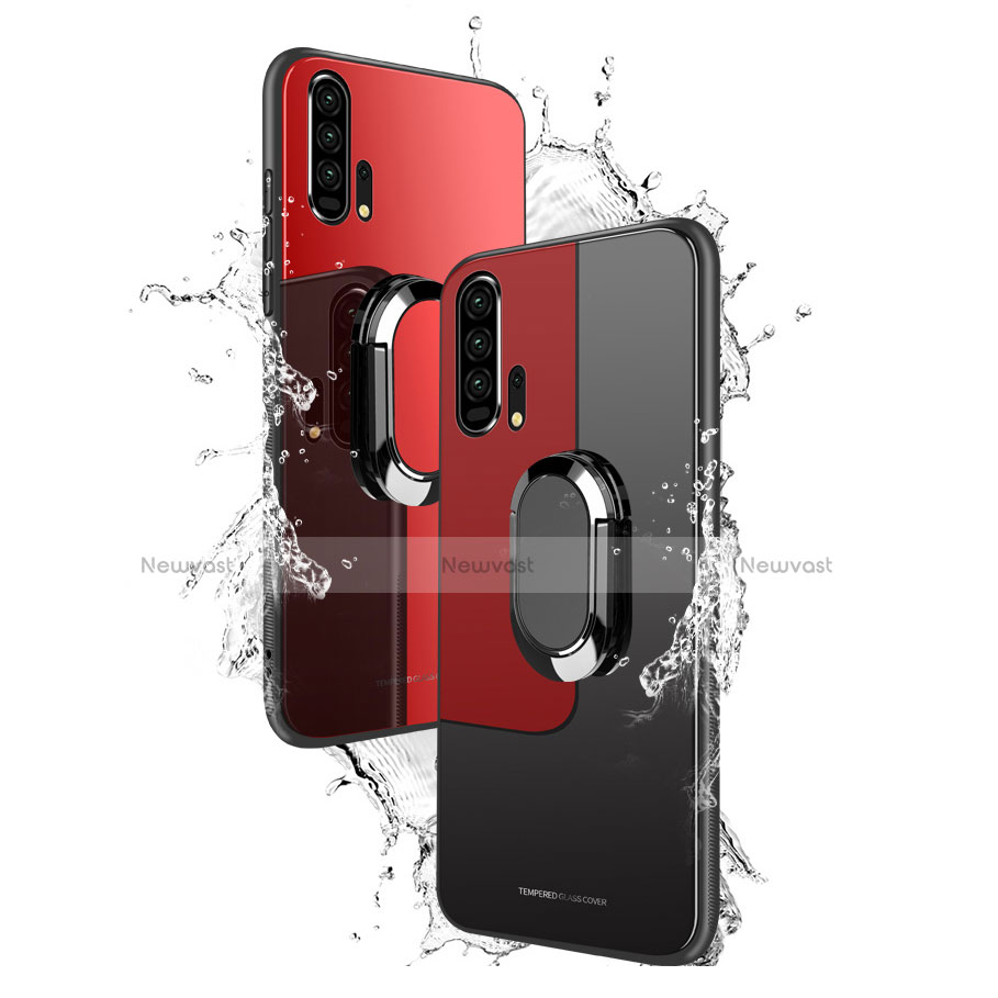 Silicone Frame Mirror Case Cover with Magnetic Finger Ring Stand for Huawei Honor 20 Pro