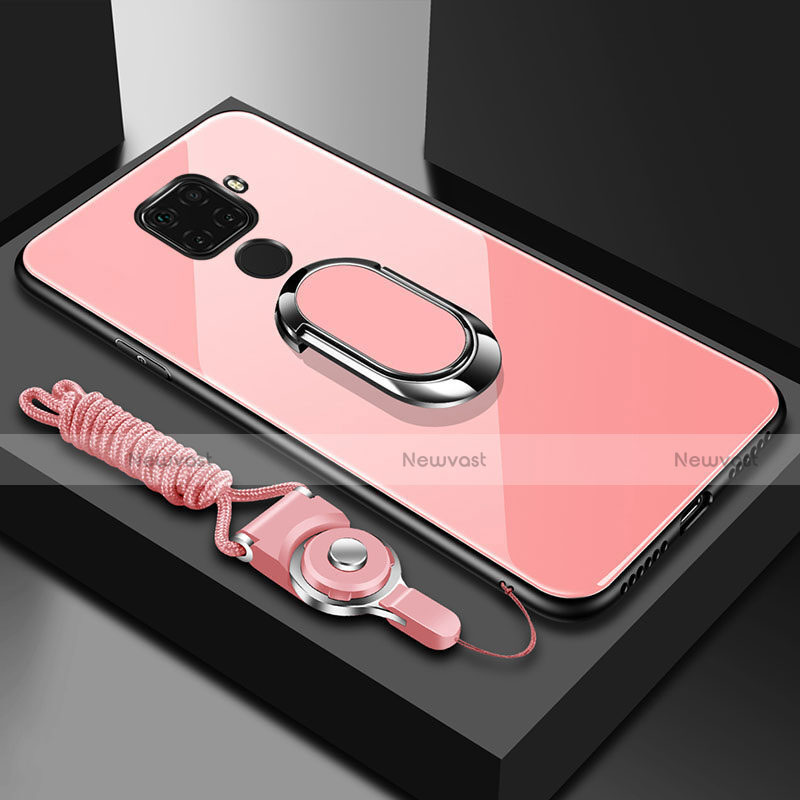 Silicone Frame Mirror Case Cover with Magnetic Finger Ring Stand for Huawei Mate 30 Lite