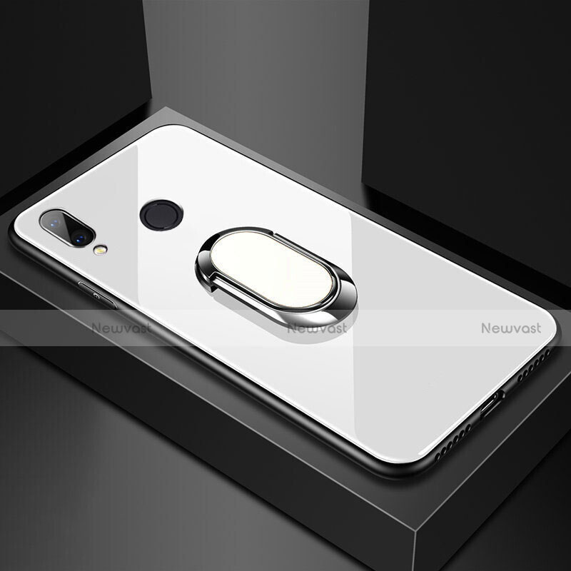 Silicone Frame Mirror Case Cover with Magnetic Finger Ring Stand for Huawei Nova 3e