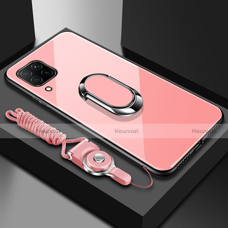 Silicone Frame Mirror Case Cover with Magnetic Finger Ring Stand for Huawei Nova 6 SE
