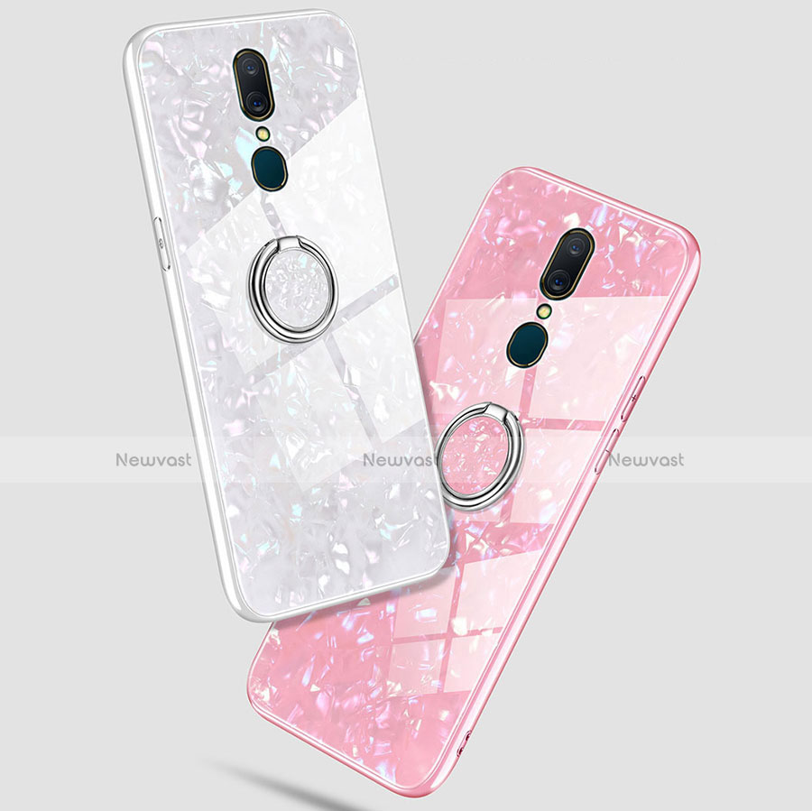 Silicone Frame Mirror Case Cover with Magnetic Finger Ring Stand for Oppo A9