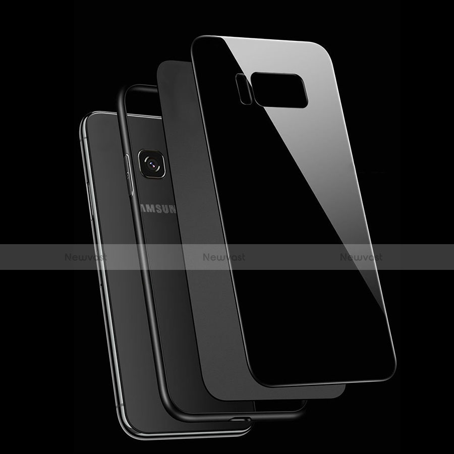 Silicone Frame Mirror Case Cover with Magnetic Finger Ring Stand for Samsung Galaxy S8