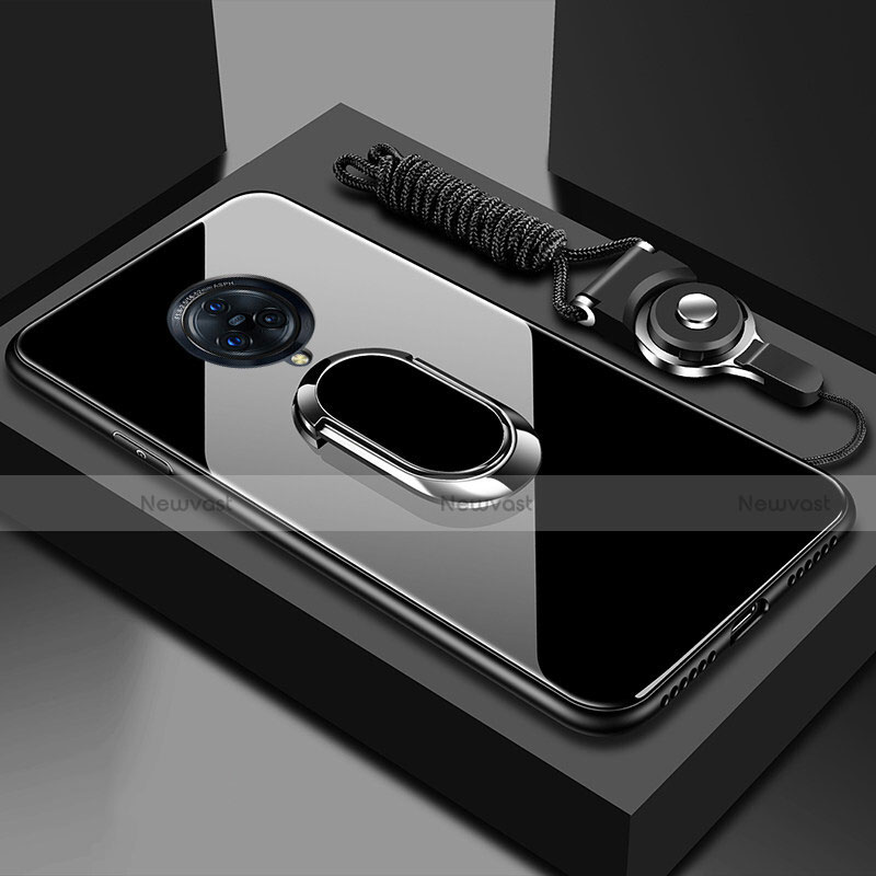 Silicone Frame Mirror Case Cover with Magnetic Finger Ring Stand for Vivo Nex 3 Black