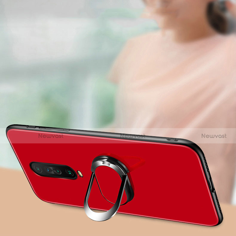 Silicone Frame Mirror Case Cover with Magnetic Finger Ring Stand for Xiaomi Redmi K30 5G