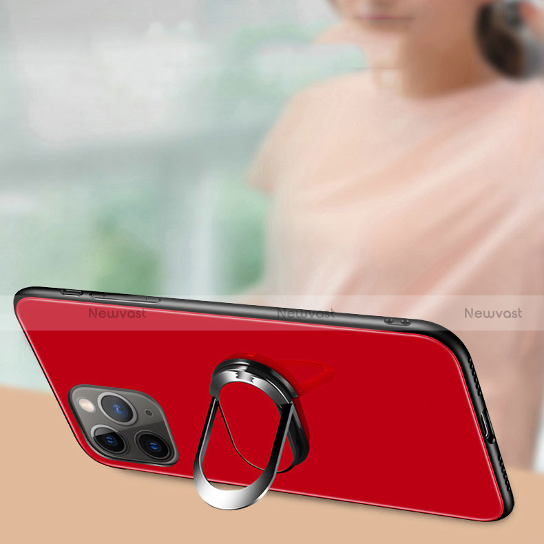 Silicone Frame Mirror Case Cover with Magnetic Finger Ring Stand T01 for Apple iPhone 11 Pro