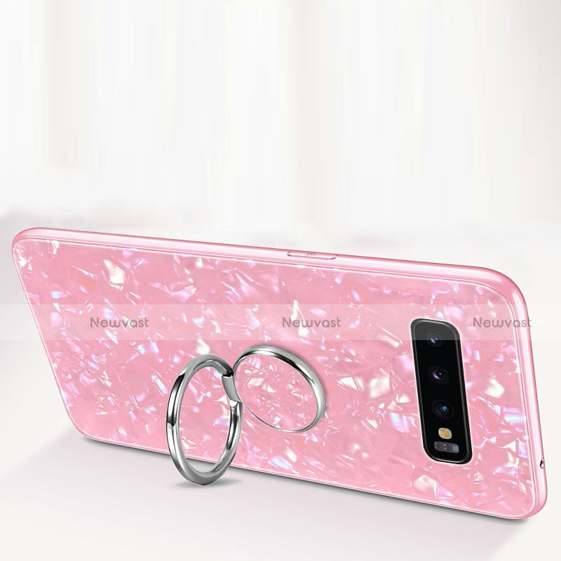 Silicone Frame Mirror Case Cover with Magnetic Finger Ring Stand T01 for Samsung Galaxy S10 5G