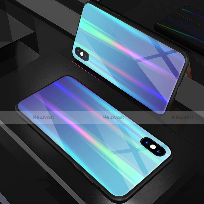 Silicone Frame Mirror Rainbow Gradient Case Cover A01 for Apple iPhone X