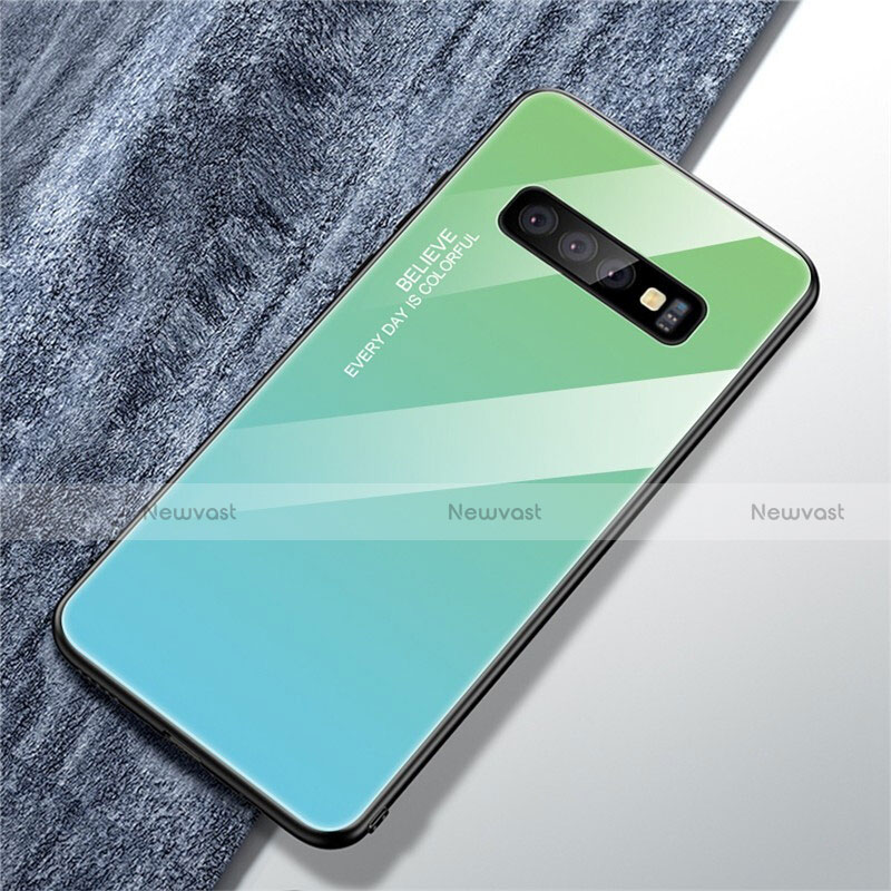 Silicone Frame Mirror Rainbow Gradient Case Cover A01 for Samsung Galaxy S10 Plus