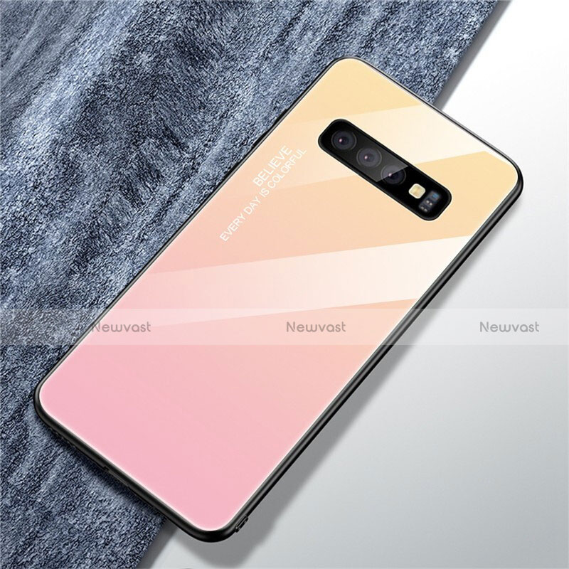 Silicone Frame Mirror Rainbow Gradient Case Cover A01 for Samsung Galaxy S10 Plus