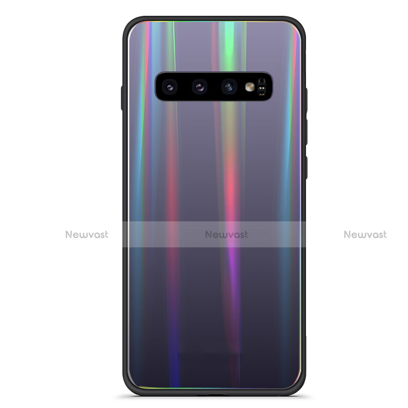 Silicone Frame Mirror Rainbow Gradient Case Cover A02 for Samsung Galaxy S10 Plus