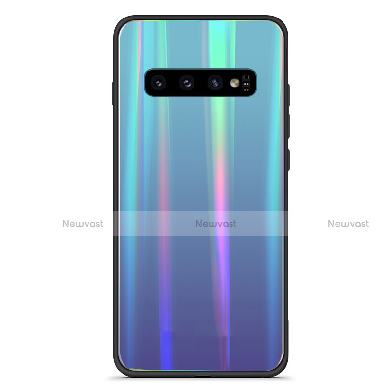 Silicone Frame Mirror Rainbow Gradient Case Cover A02 for Samsung Galaxy S10 Plus