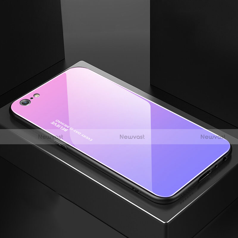 Silicone Frame Mirror Rainbow Gradient Case Cover for Apple iPhone 6S Purple