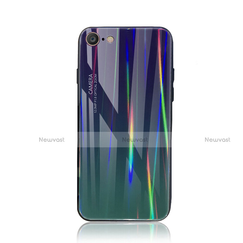 Silicone Frame Mirror Rainbow Gradient Case Cover for Apple iPhone 8
