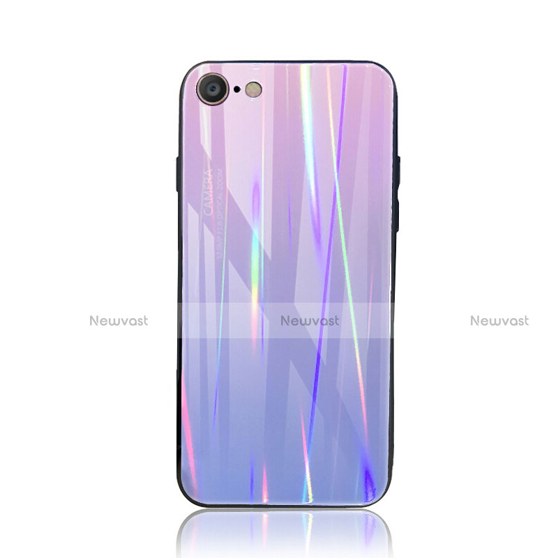 Silicone Frame Mirror Rainbow Gradient Case Cover for Apple iPhone 8 Purple