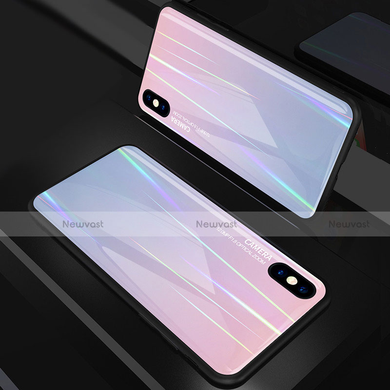 Silicone Frame Mirror Rainbow Gradient Case Cover for Apple iPhone X