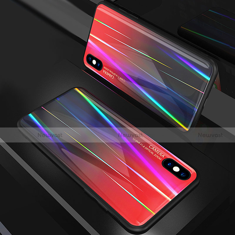 Silicone Frame Mirror Rainbow Gradient Case Cover for Apple iPhone X