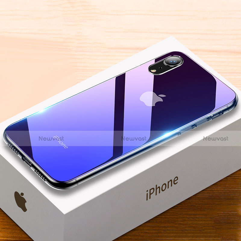 Silicone Frame Mirror Rainbow Gradient Case Cover for Apple iPhone XR Purple