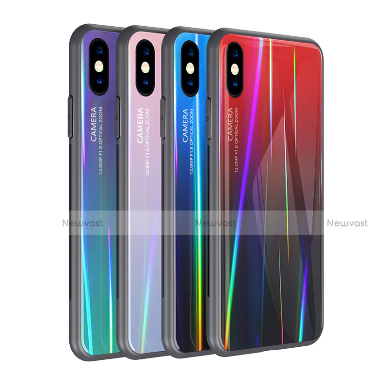 Silicone Frame Mirror Rainbow Gradient Case Cover for Apple iPhone Xs