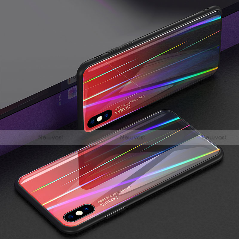 Silicone Frame Mirror Rainbow Gradient Case Cover for Apple iPhone Xs