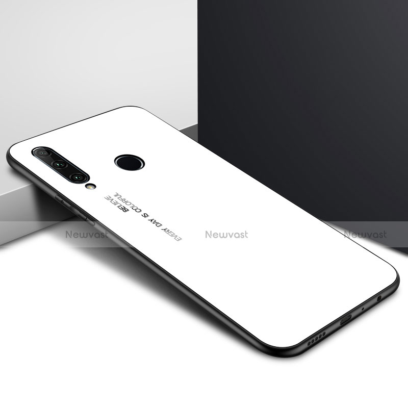 Silicone Frame Mirror Rainbow Gradient Case Cover for Huawei Enjoy 10 Plus White