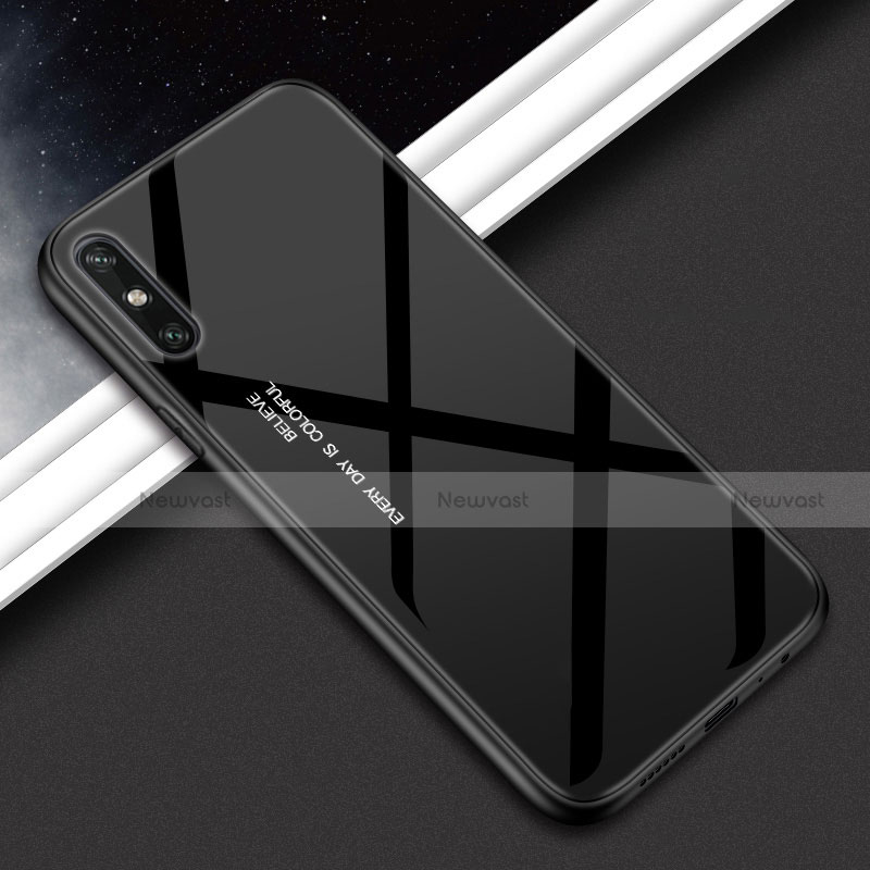 Silicone Frame Mirror Rainbow Gradient Case Cover for Huawei Enjoy 10e Black