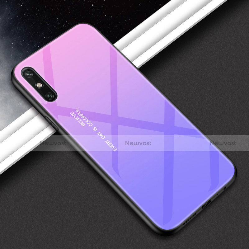 Silicone Frame Mirror Rainbow Gradient Case Cover for Huawei Enjoy 10e Purple