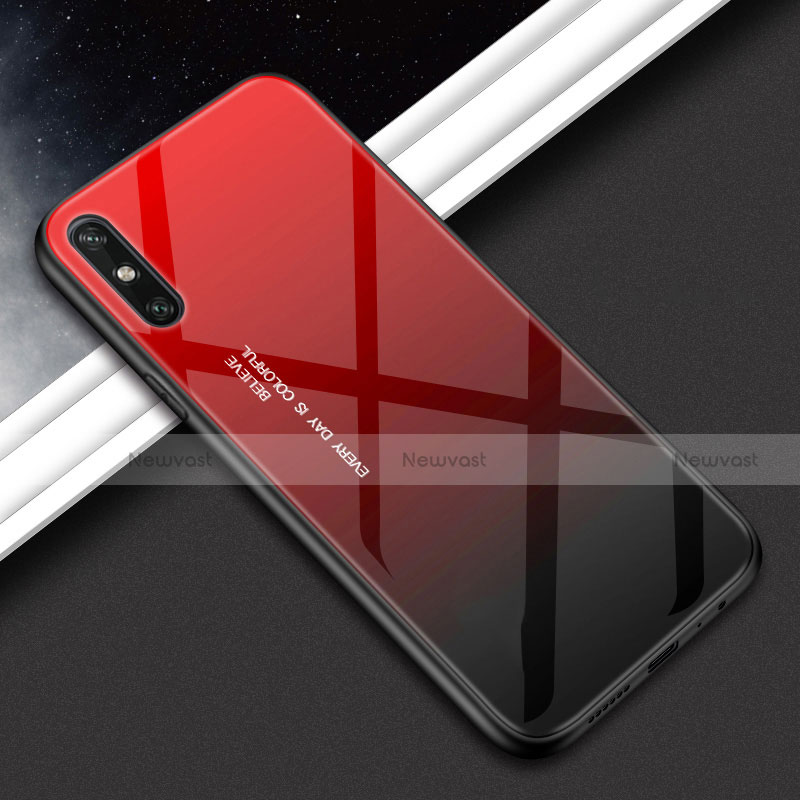 Silicone Frame Mirror Rainbow Gradient Case Cover for Huawei Enjoy 10e Red