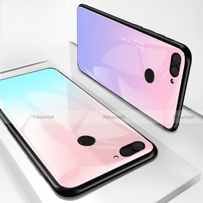 Silicone Frame Mirror Rainbow Gradient Case Cover for Huawei Enjoy 7S