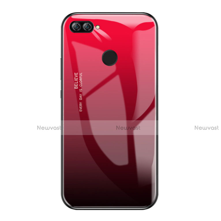 Silicone Frame Mirror Rainbow Gradient Case Cover for Huawei Enjoy 7S Red