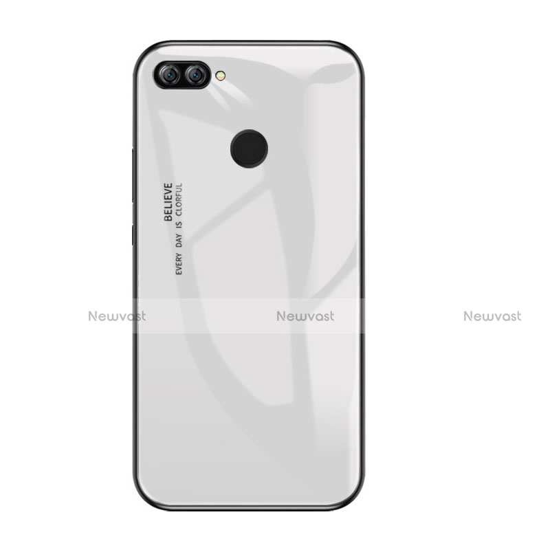 Silicone Frame Mirror Rainbow Gradient Case Cover for Huawei Enjoy 7S White
