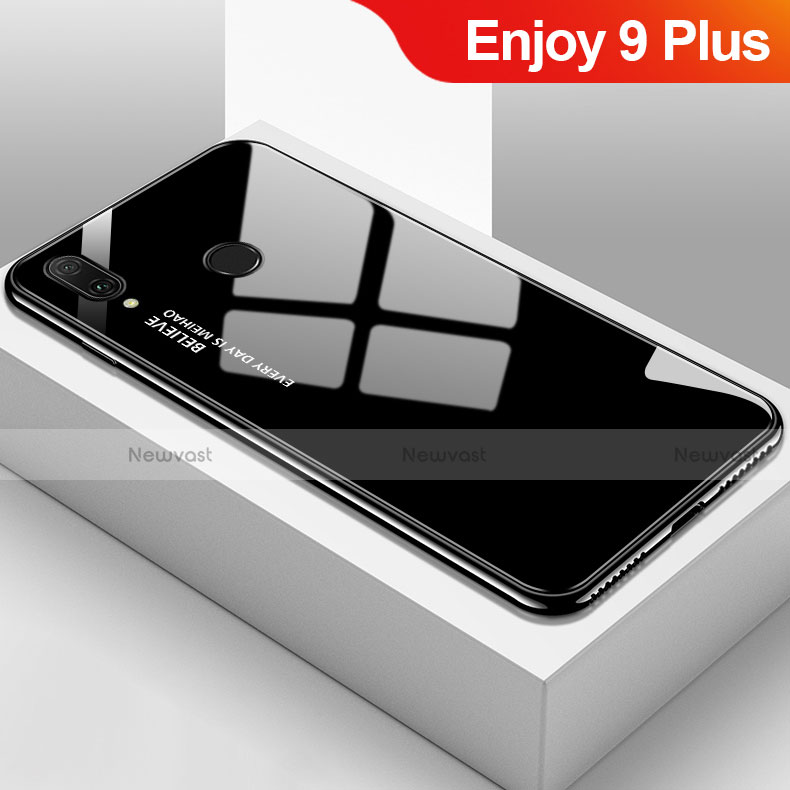 Silicone Frame Mirror Rainbow Gradient Case Cover for Huawei Enjoy 9 Plus Black