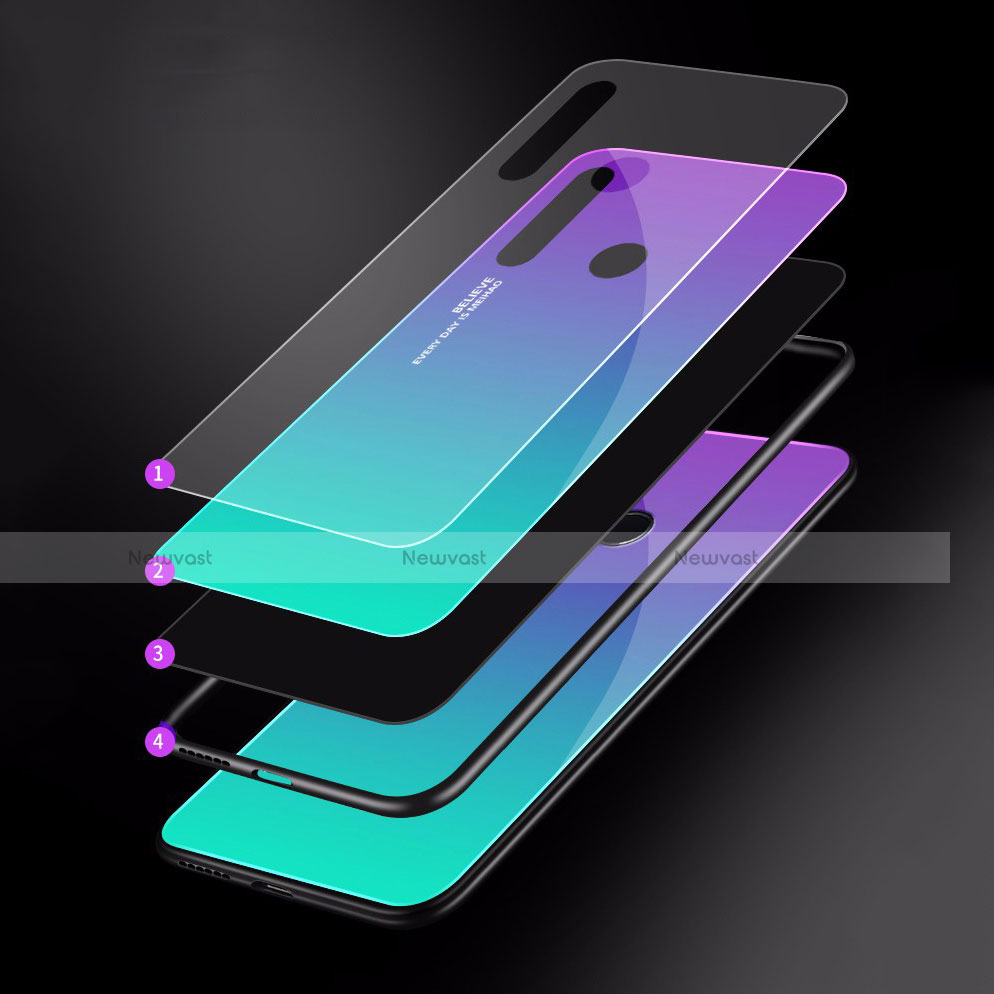 Silicone Frame Mirror Rainbow Gradient Case Cover for Huawei Enjoy 9s